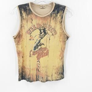 Skinny Minnie Rodeo Girl Graphic Tank Top Large Western Cowgirl Y2K Distressed